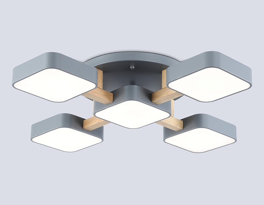 FL4882/5 GR/WD серый/дерево 90W 3000-6000K 675*675*110 (без ПДУ)