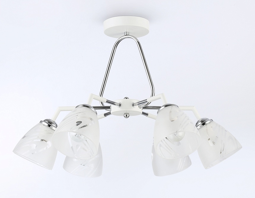 TR303292/6 WH/CH/FR белый/хром/белый матовый E27*6 max 60W D590*380