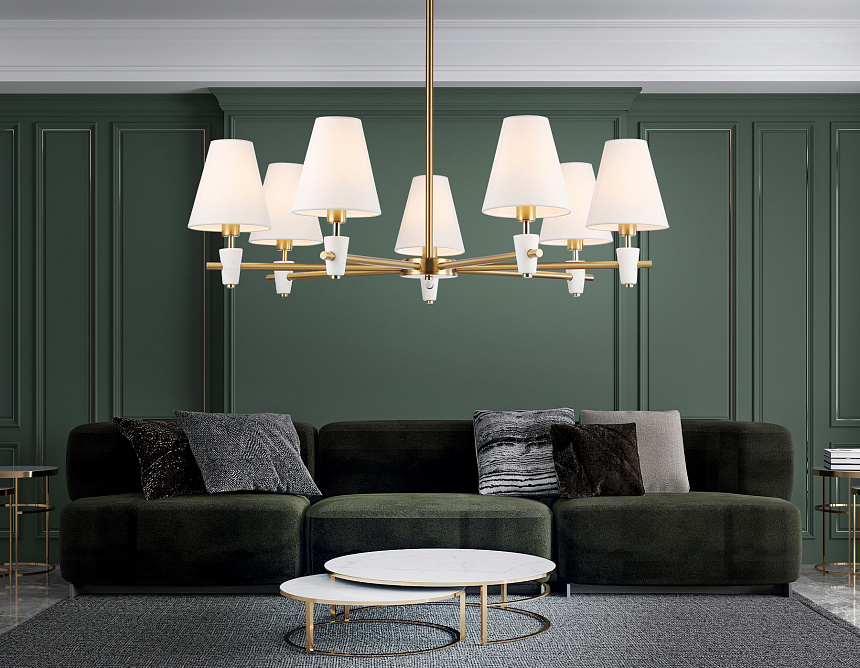 LH75045/7 BS/WH латунь/белый E14*7 max 40W D840*580