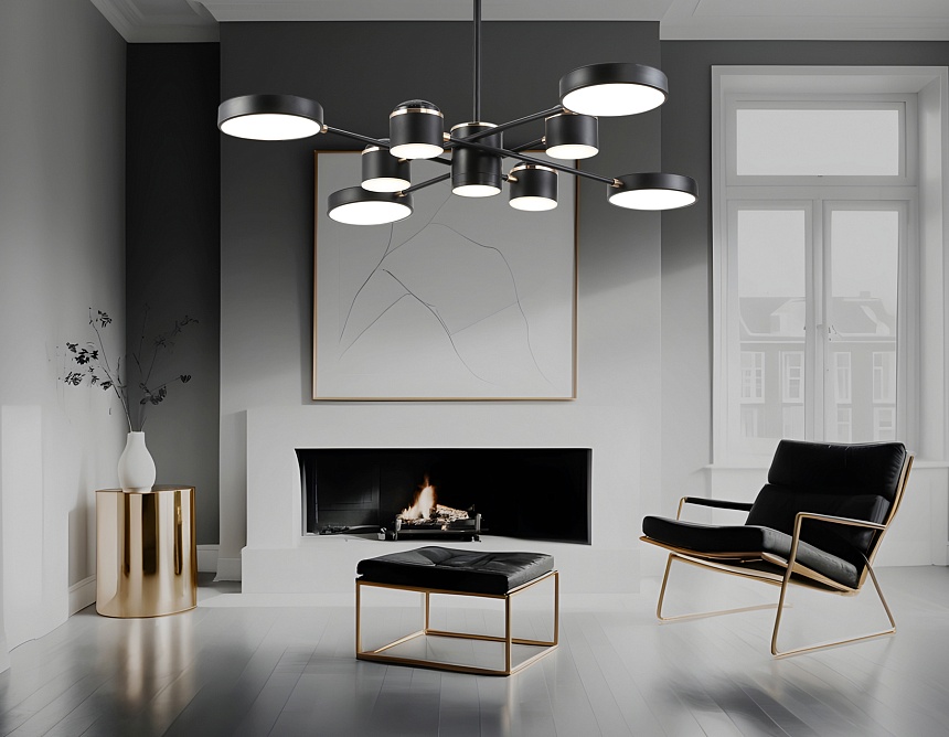 FL51629/9+4 BK/FGD черный/золото 132W 3000-6000K D850*370 (без ПДУ)