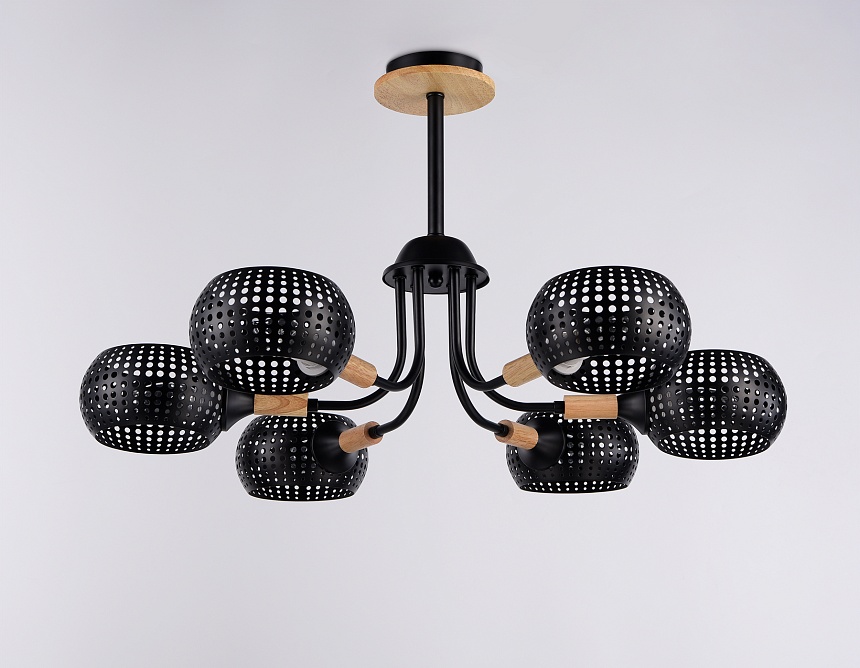 TR80167/6 BK/LWD черный/светлое дерево E14/6 max 40W D690*370