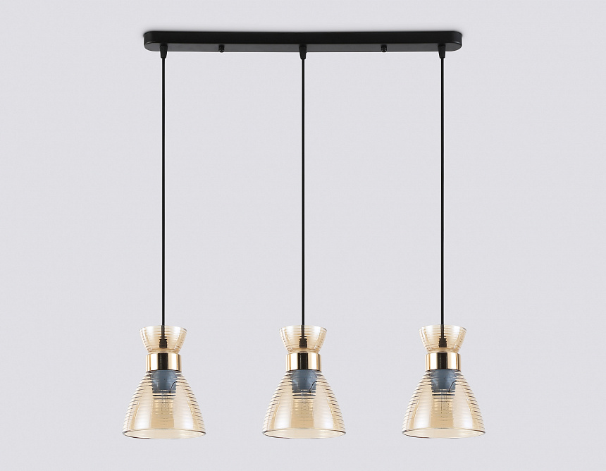 TR3404/3 BK/FGD/TI черный/золото/янтарь E27/3 max 60W 550*135*1000