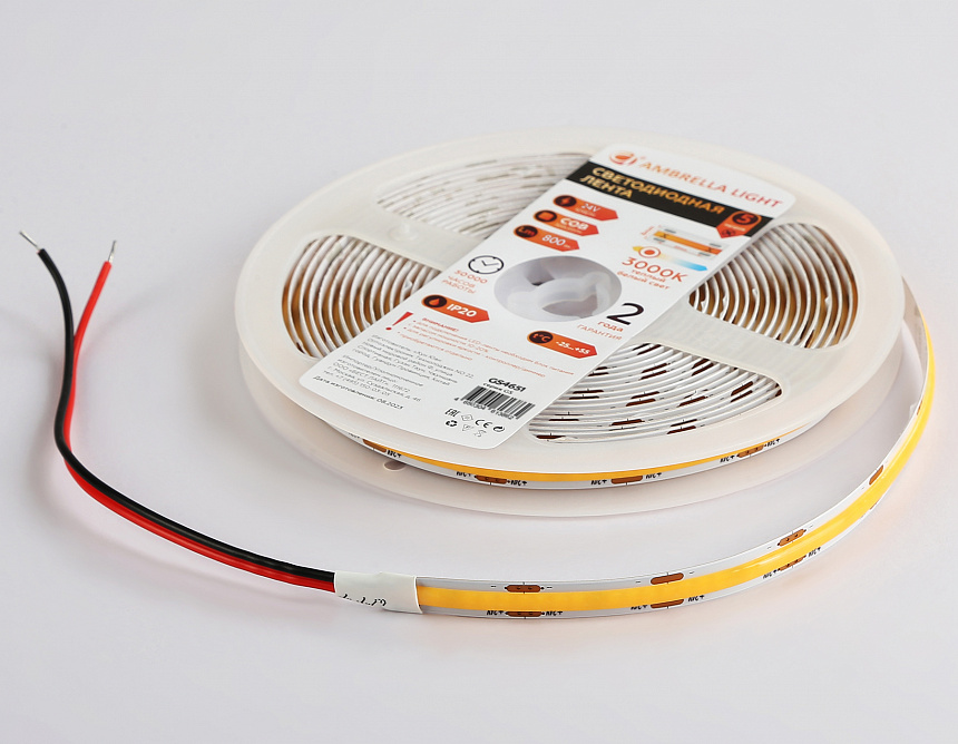 GS4651 COB 320Led/ 10W m/ 24V IP20 3000K/ 5000*8*1.54mm (2 конт.) GS4651 COB 320Led/ 10W m/ 24V IP20 3000K/ 5000*8*1.54mm (2 конт.)