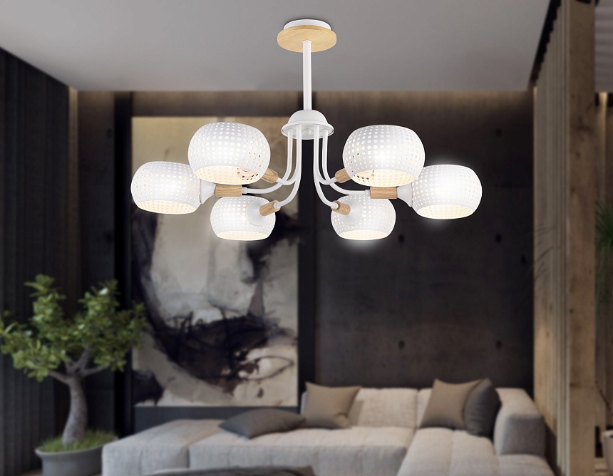 TR80166/6 WH/LWD белый/светлое дерево E14/6 max 40W D690*370