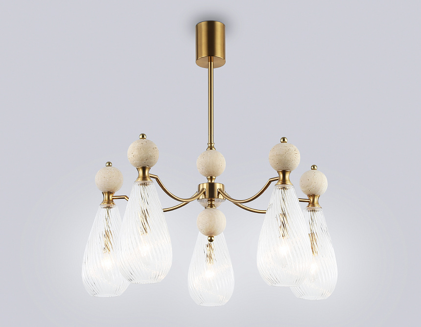 LH53286/5 BS/CL латунь/прозрачный E14*5 max 40W D675*900