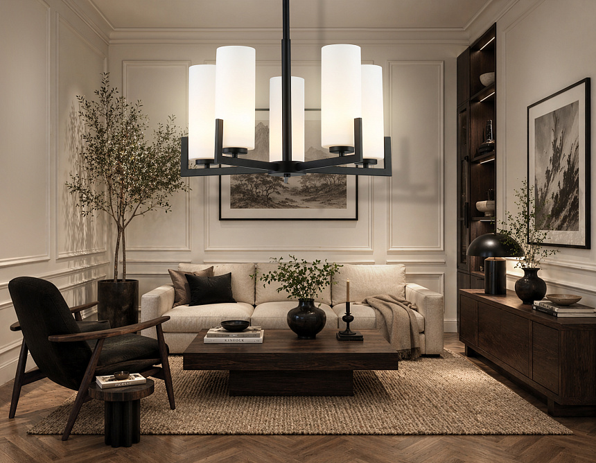 LH56057/5 BK/WH черный/белый E27*5 max 60W D600*750