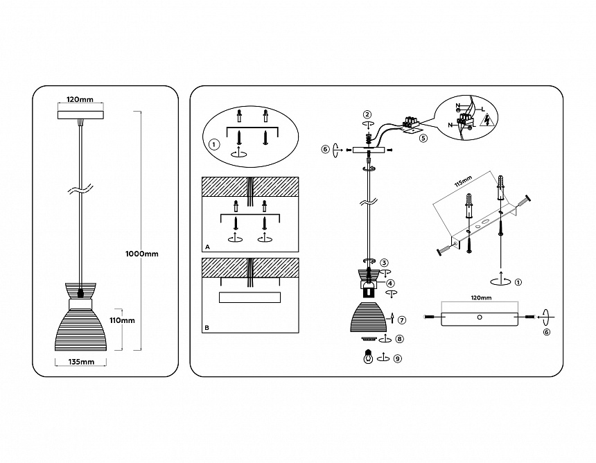 TR3406 BK/FGD/SM черный/золото/дымчатый E27 max 60W D135*1000