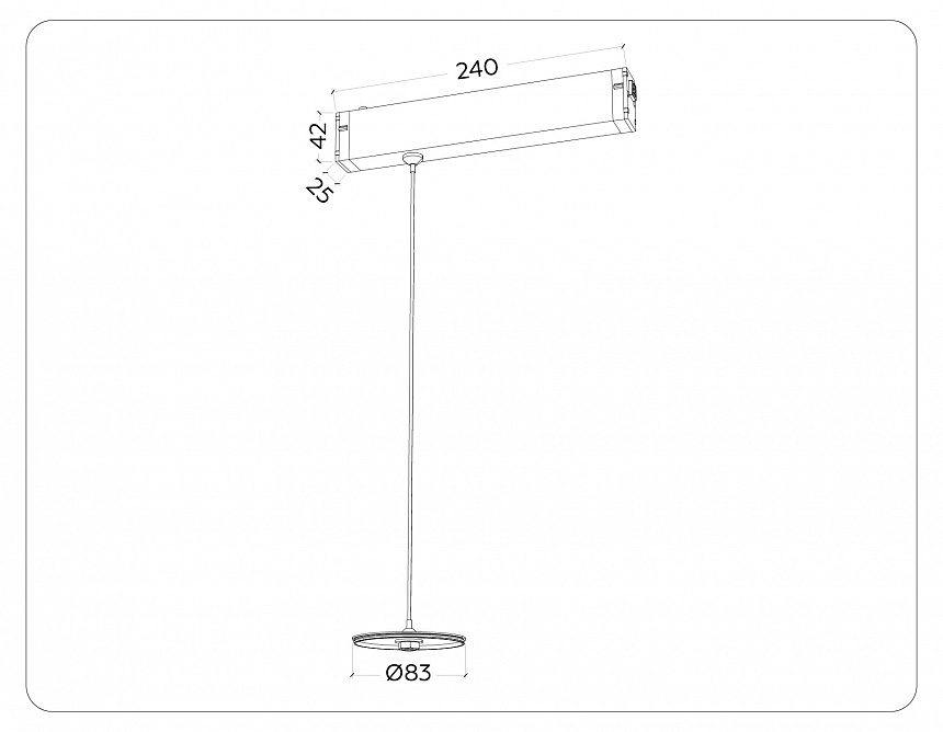 A2660 BK черный крепеж трековый подвесной для корпуса DIY D85mm 240*42*25 H1500