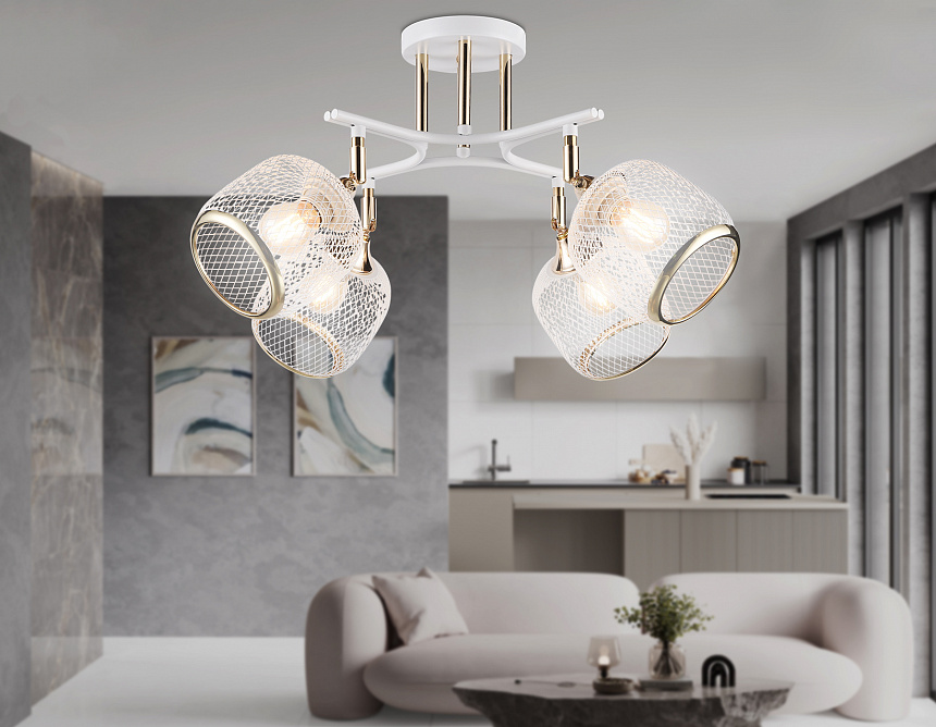 TR80175/4 WH/FGD белый/золото E27/4 max 40W D640*260