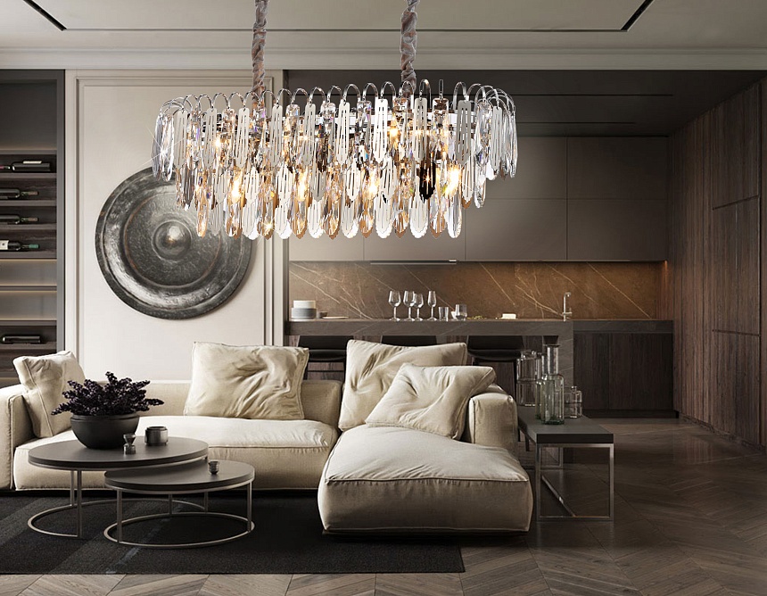 TR5259/10 CH/CL хром/прозрачный E27*10 max 40W 800*300*270