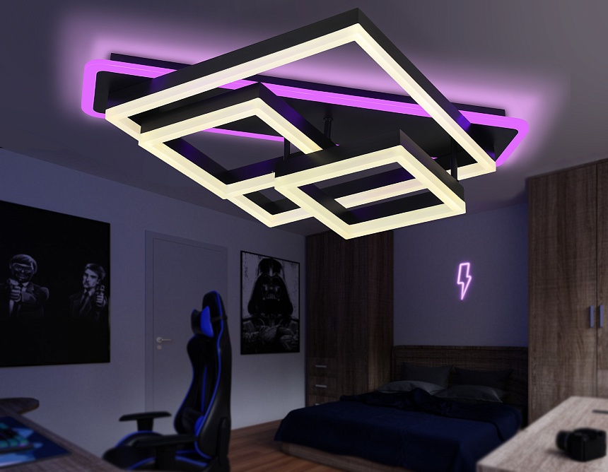 FA8533 BK черный 132W 3000K-6400K+RGB 630*570*160 (ПДУ РАДИО 2.4G)