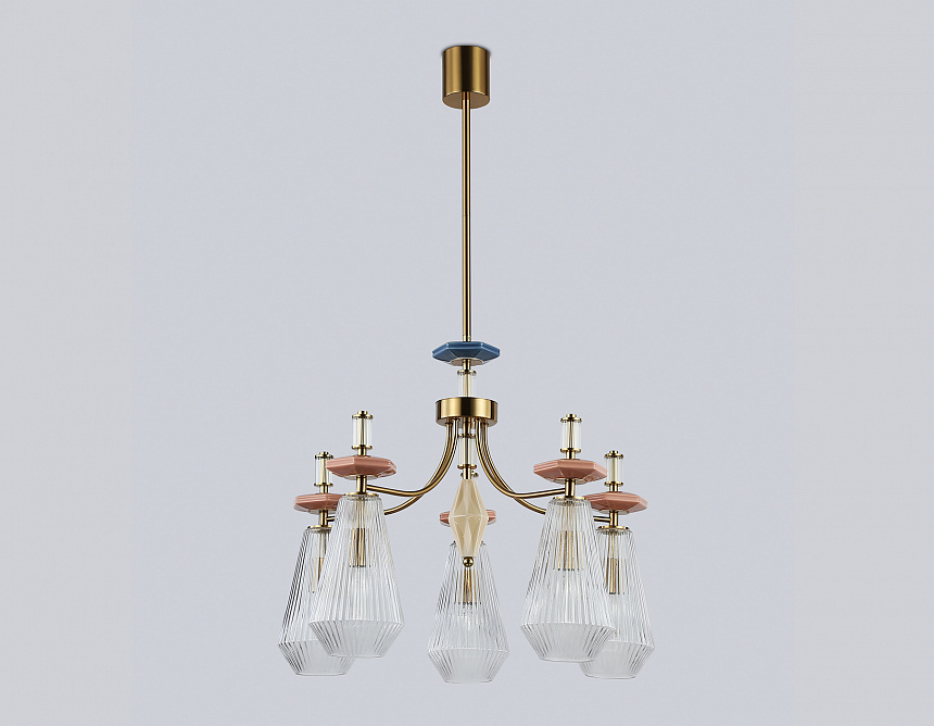 LH53183/5 BS/CL латунь/прозрачный E14*5 max 40W D650*1010