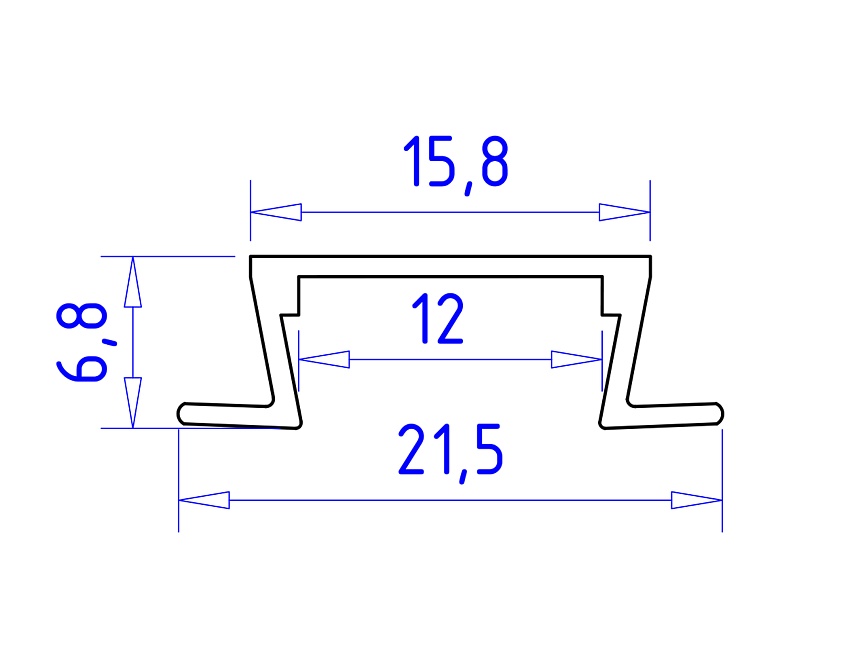 GP1001BK/BK черный/черный рассеиватель 2000*21.5*6.8