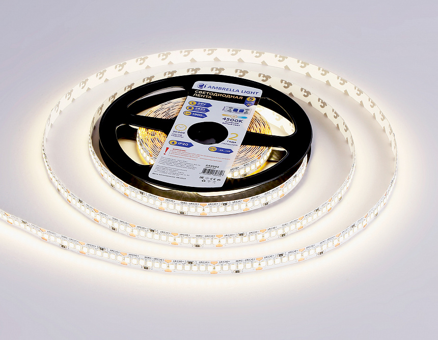 GS3302 2835 240Led/ 18W m/ 24V IP20 4500K/ 5000*10*1.2mm (2 конт.) GS3302 2835 240Led/ 18W m/ 24V IP20 4500K/ 5000*10*1.2mm (2 конт.)