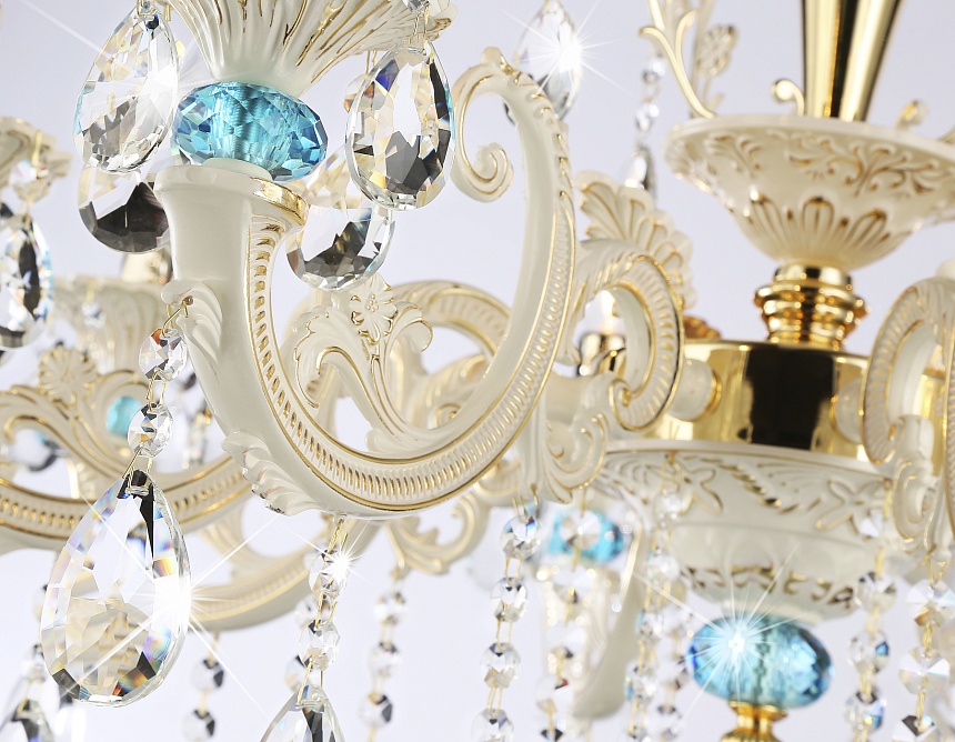 TR4926/8 GD/WH/CL золото/белый/прозрачный E14*8 max 40W D740*630