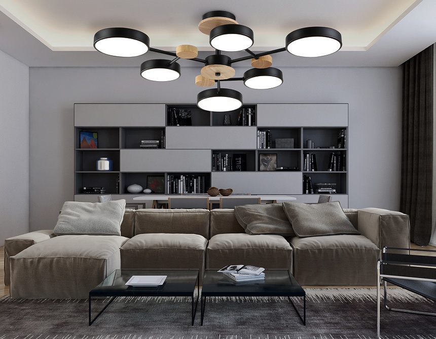 FL4863/6 BK/WD черный/дерево 90W 3000-6000K D750*180 (без ПДУ)