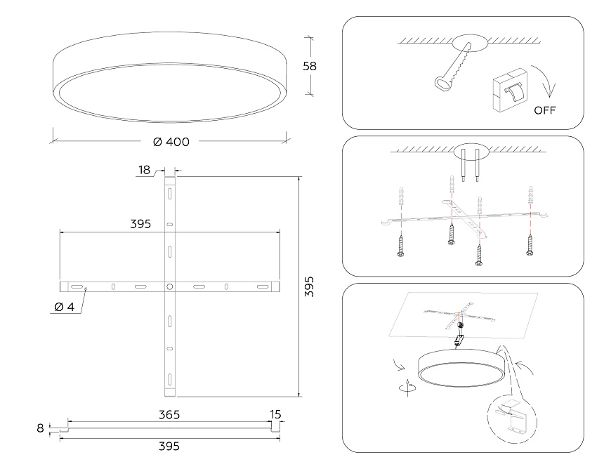 FV5530 BK черный LED 45W 4200K D400*58 (Без ПДУ) FV5530 BK черный LED 45W 4200K D400*58 (Без ПДУ)