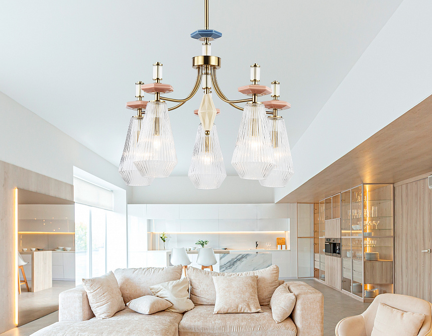 LH53183/5 BS/CL латунь/прозрачный E14*5 max 40W D650*1010