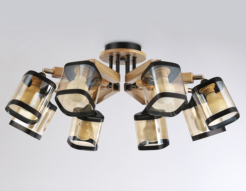 TR9530/8 BK/GD/TI черный/золото/янтарь E27*8 max 40W D790*260