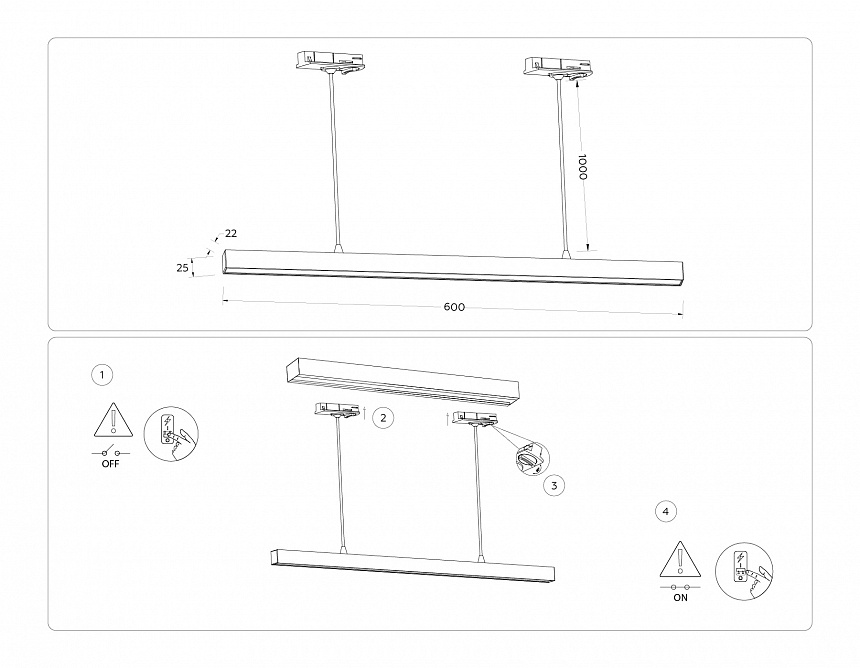 GL6785 BK черный LED 24W 3000K 600*22*1025
