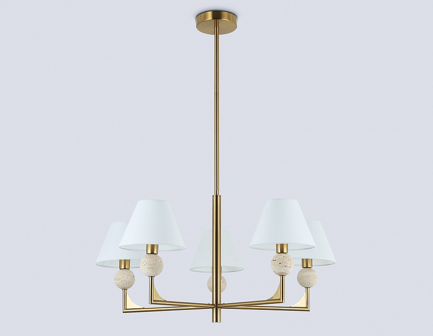 LH75159/5 BS/FR латунь/белый матовый E14*5 max 40W D730*580