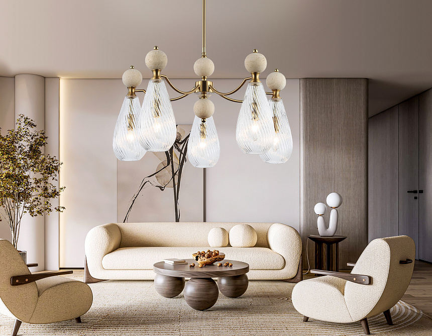 LH53286/5 BS/CL латунь/прозрачный E14*5 max 40W D675*900