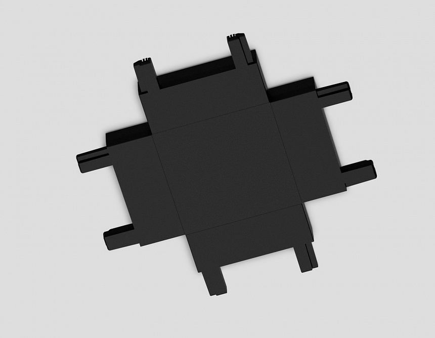 GV1127 BK черный X-образный коннектор для накладного шинопровода 46*46*6