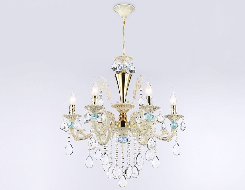 TR4923/6 GD/WH/BL золото/белый/голубой E14*6 max 40W D600*620