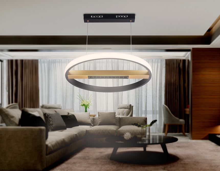 FL51489 BK/GD черный/золото 62W 3000K-6400K D600*1000 (ПДУ ИК)