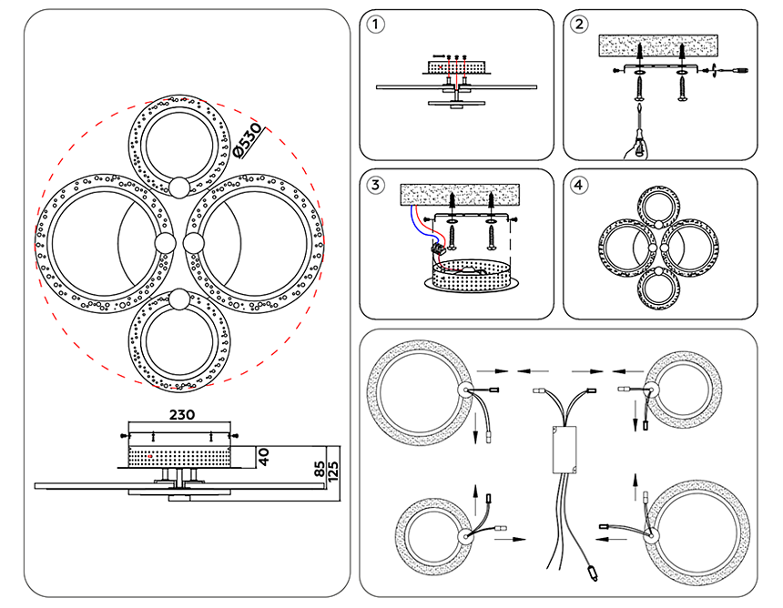 FA4061/4 WH белый 4200K/3000+6400K/6400K+3000K 51W 530*480*125 (ПДУ ИК)