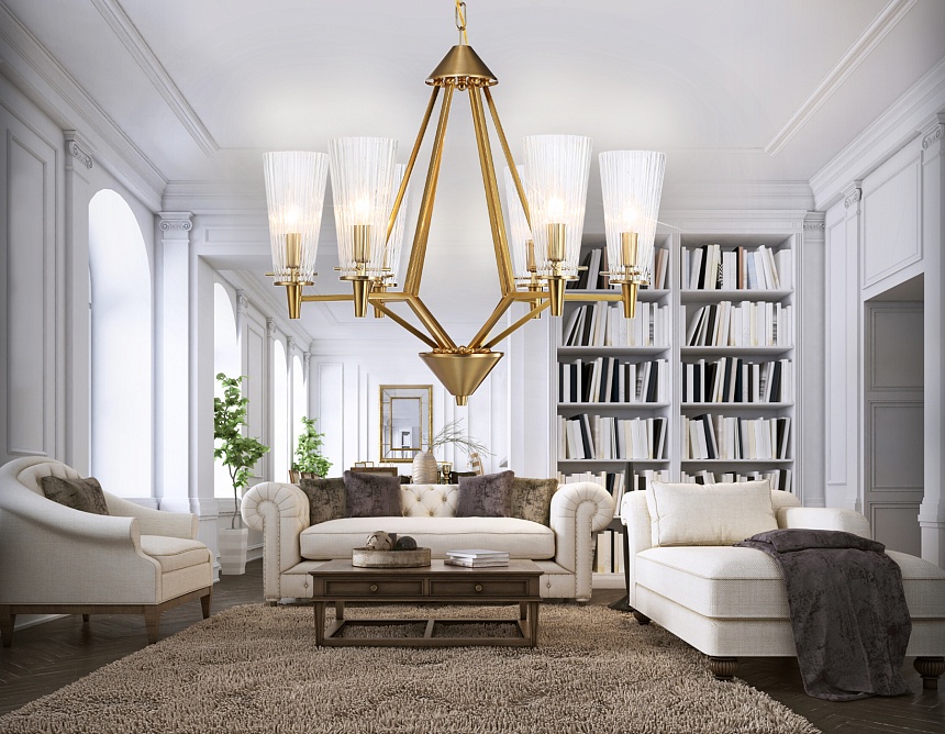 TR3231/6 BS/FR латунь/белый матовый E14*6 max 40W D610*585