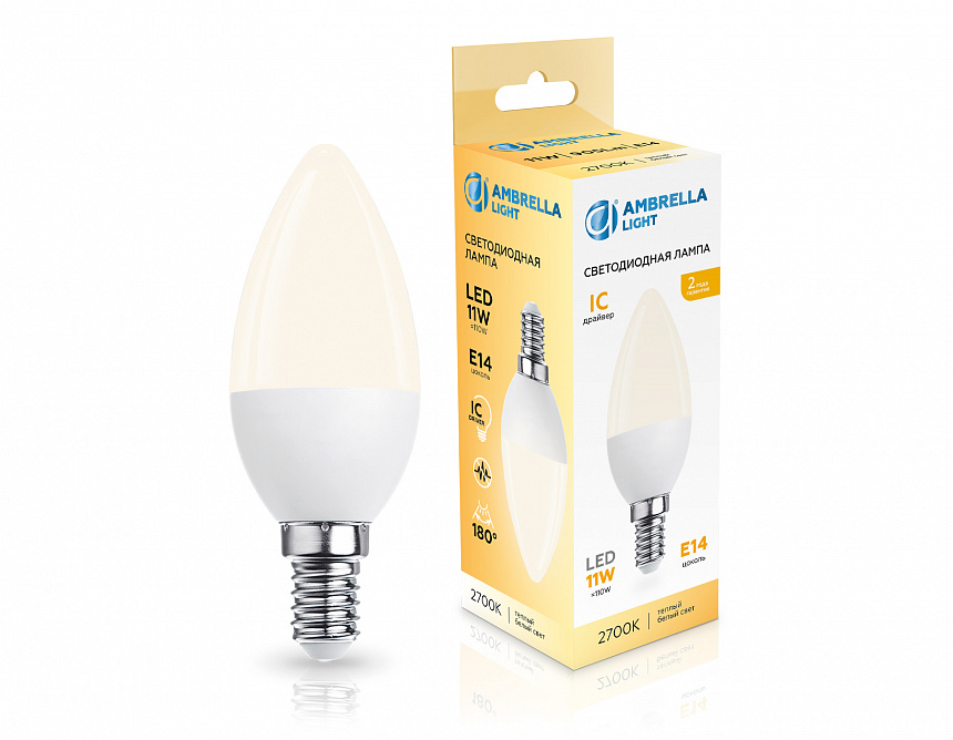 371113 LED C37 11W IC E14 2700K 175-265V