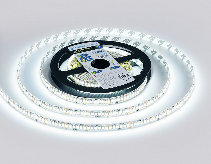 GS3403 2835 240Led/ 20W m/ 24V IP20 6500K/ 5000*10*1.2mm (2 конт.) GS3403 2835 240Led/ 20W m/ 24V IP20 6500K/ 5000*10*1.2mm (2 конт.)
