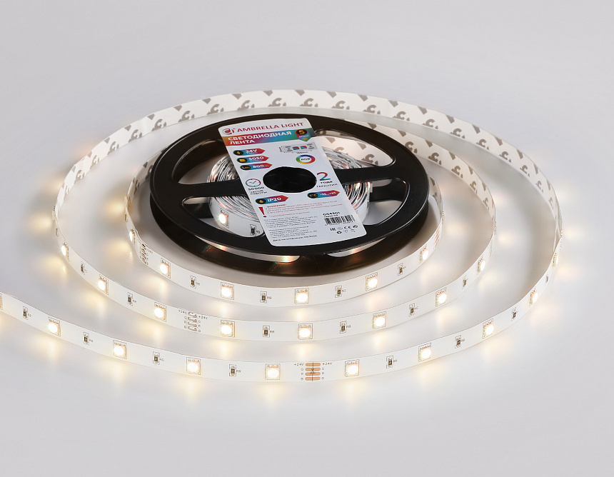 GS4301 5050 30Led/ 7.2W m/ 24V IP20 RGB/ 5000*10*1.87mm (4 конт.) GS4301 5050 30Led/ 7.2W m/ 24V IP20 RGB/ 5000*10*1.87mm (4 конт.)