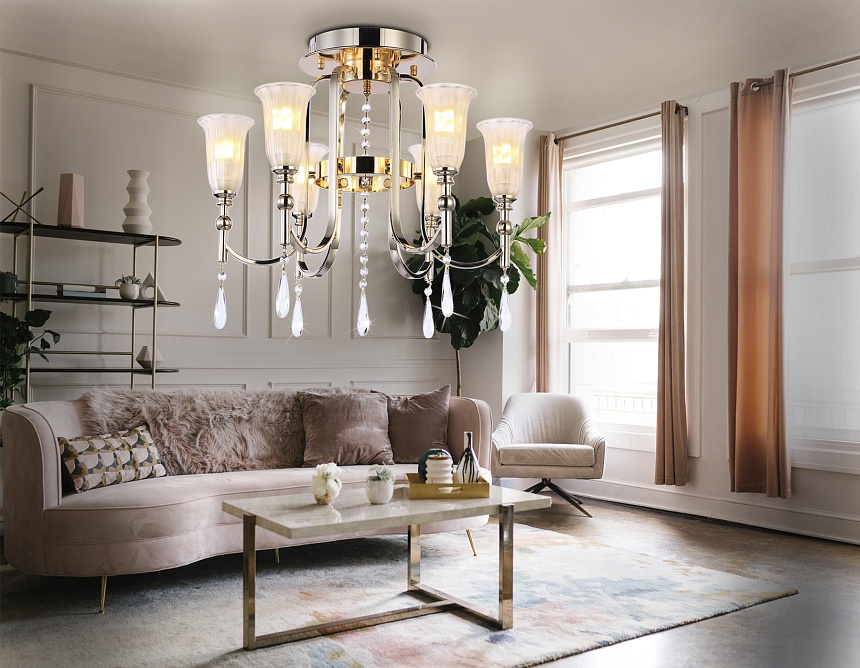 TR3244/6 SGD/FR золото/белый матовый E14*6 max 40W D600*520