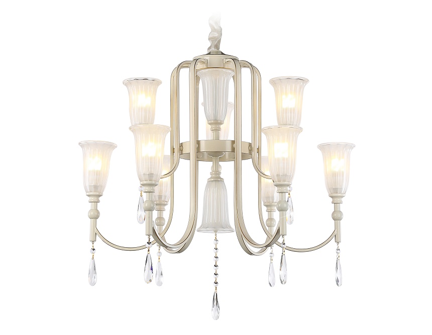 TR3248/9 BG/GD/FR бежевый/золото/белый матовый E14*9 max 40W D735*720