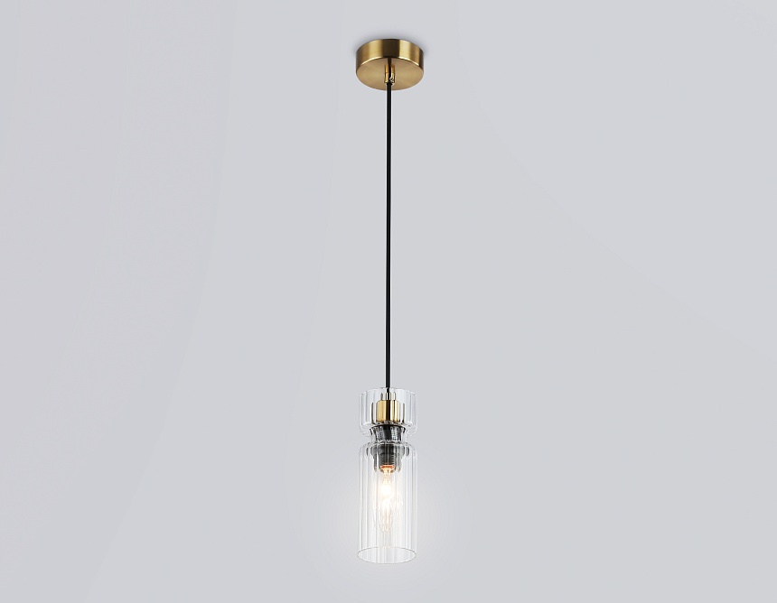 LH56111 BK/BS/CL черный/латунь/прозрачный E14 max 40W D65*1500