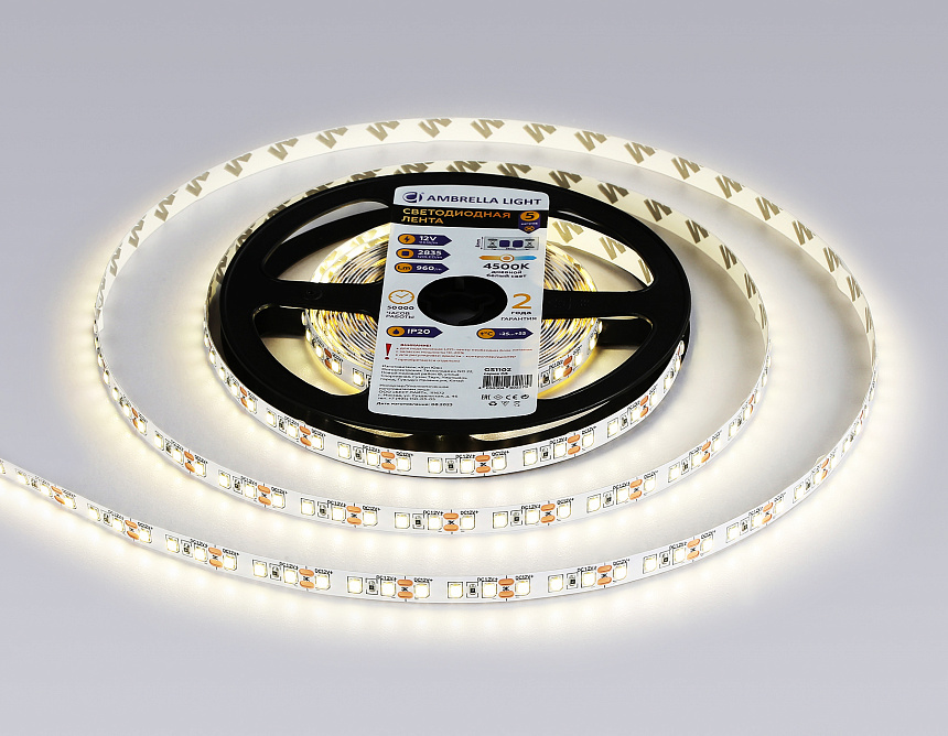 GS1102 2835 120Led/ 9.6W m/ 12V IP20 4500K/ 5000*8*1.2mm (2 конт.) GS1102 2835 120Led/ 9.6W m/ 12V IP20 4500K/ 5000*8*1.2mm (2 конт.)