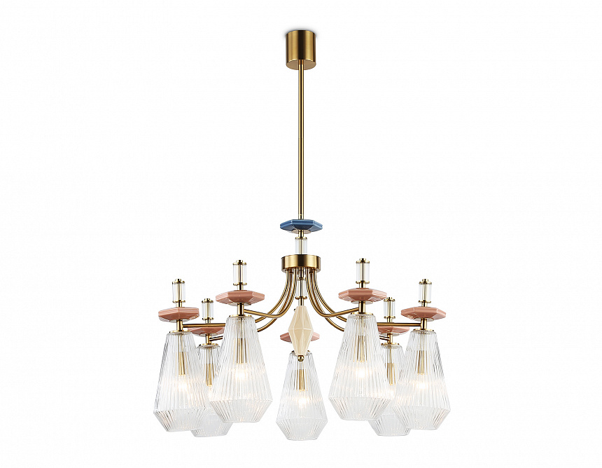 LH53184/7 BS/CL латунь/прозрачный E14*7 max 40W D750*1010