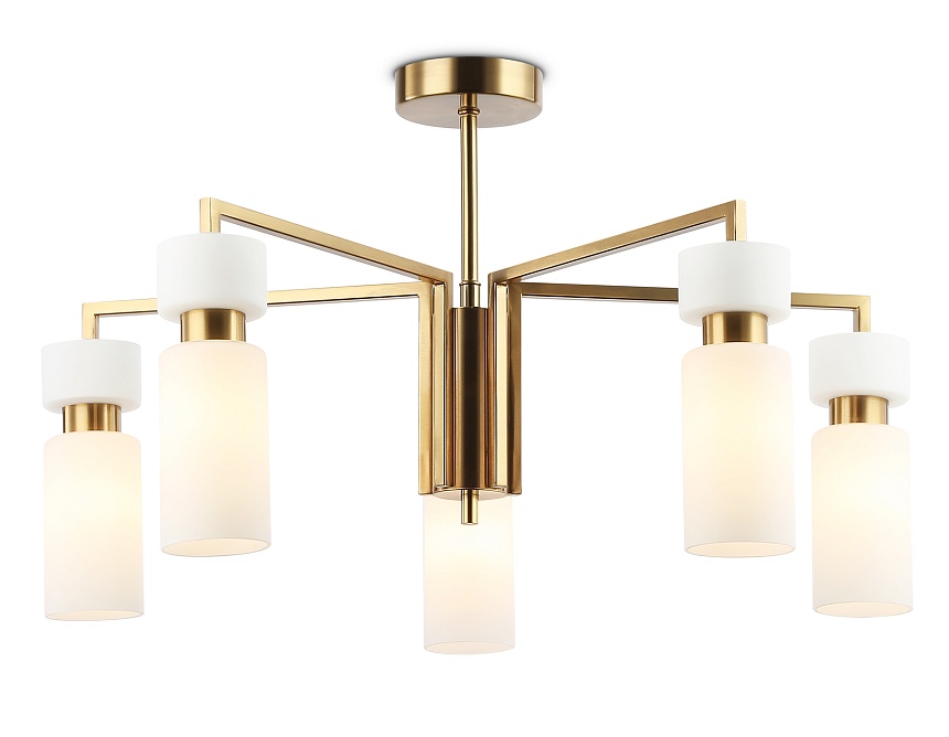 LH56124/5 BS/FR латунь/белый матовый E14*5 max 40W D605*350