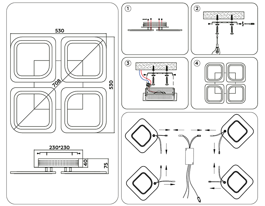 FA4375/4 WH белый 4200K/3000K+6400K/6400K+3000K 73W 530*530*75 (ПДУ ИК)