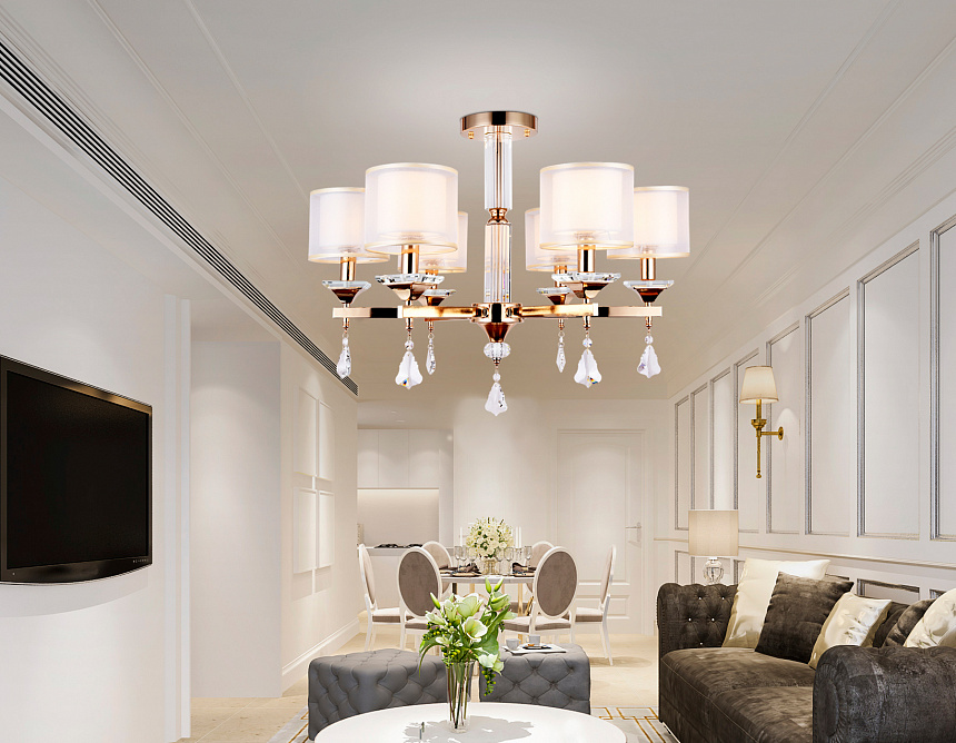 TR4535/6 GD/WH золото/белый E14/6 max 40W D700*560