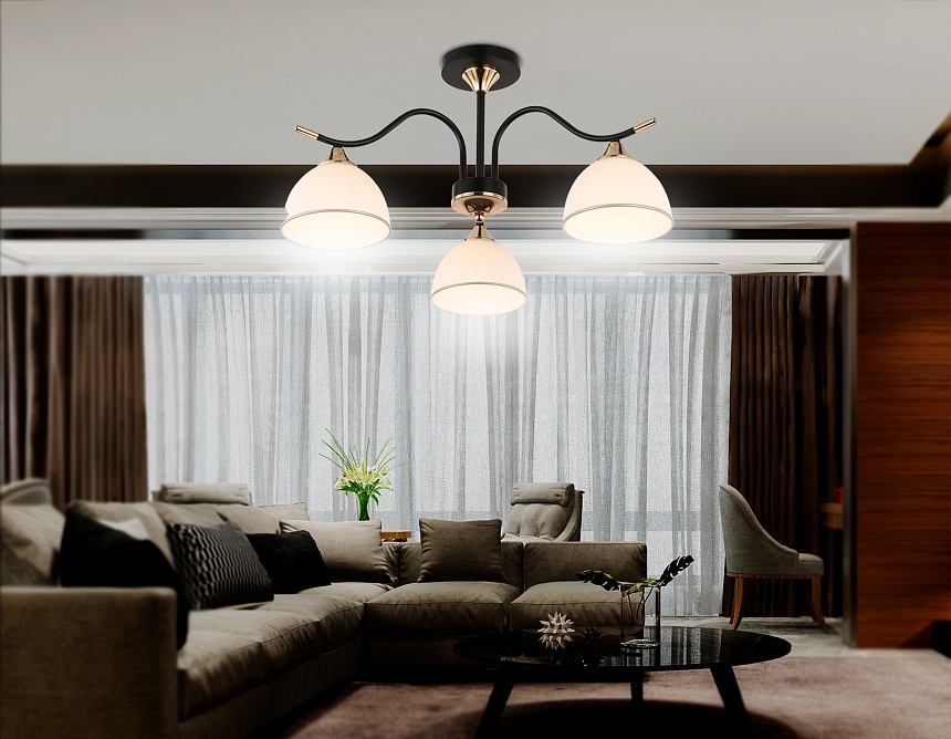 TR3161/3 BK/FGD черный/золото E27/3 max 60W D580*300