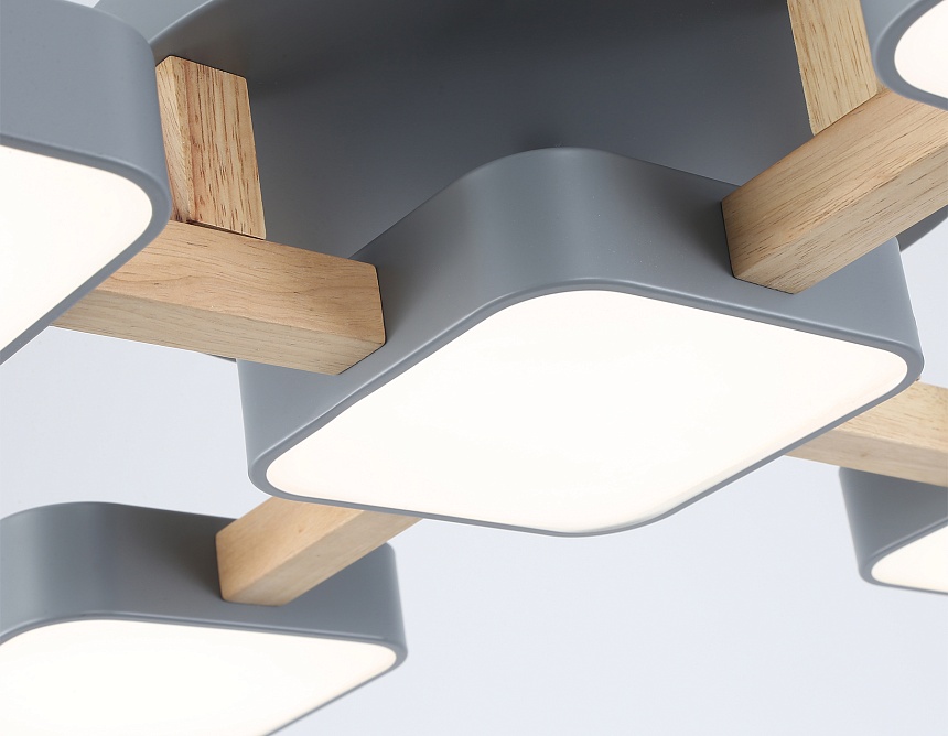 FL4882/5 GR/WD серый/дерево 90W 3000-6000K 675*675*110 (без ПДУ)