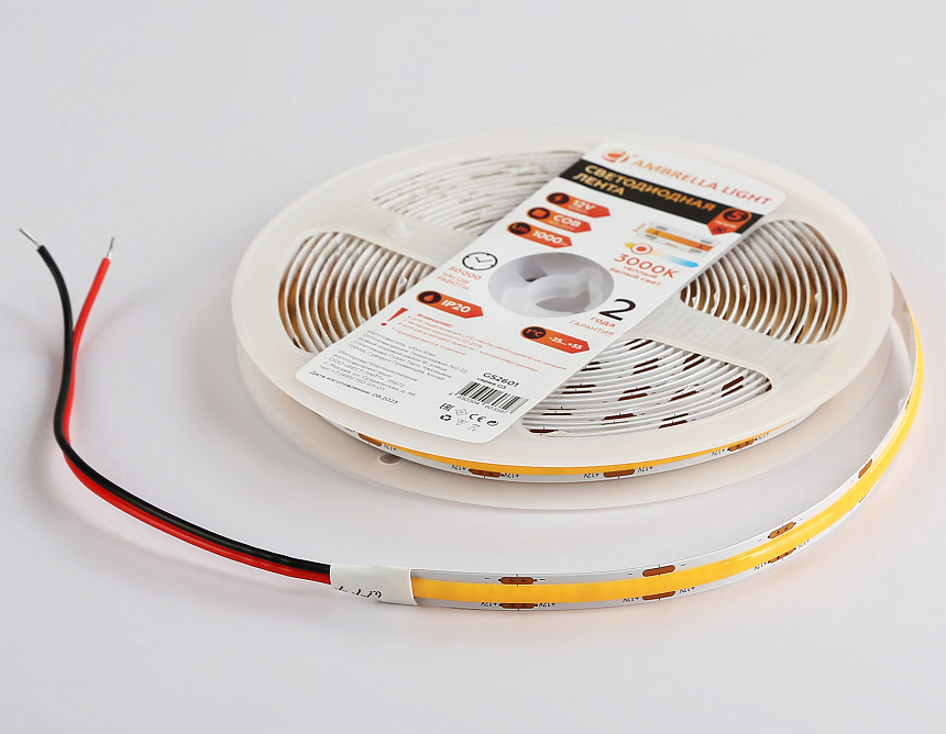 GS2601 COB 320Led/ 10W m/ 12V IP20 3000K/ 5000*8*1.54mm (2 конт.) GS2601 COB 320Led/ 10W m/ 12V IP20 3000K/ 5000*8*1.54mm (2 конт.)