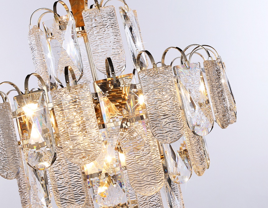 TR5231/9 SGD/CL/FR золото/прозрачный/белый матовый E27*9 max 40W D500*530