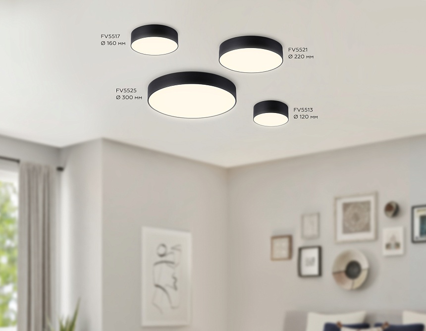 FV5517 BK черный LED 18W 3000K D160*58 (Без ПДУ) FV5517 BK черный LED 18W 3000K D160*58 (Без ПДУ)