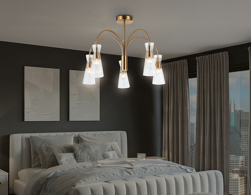 LH55701/5 BS/CL латунь/прозрачный E14*5 max 40W D600*440