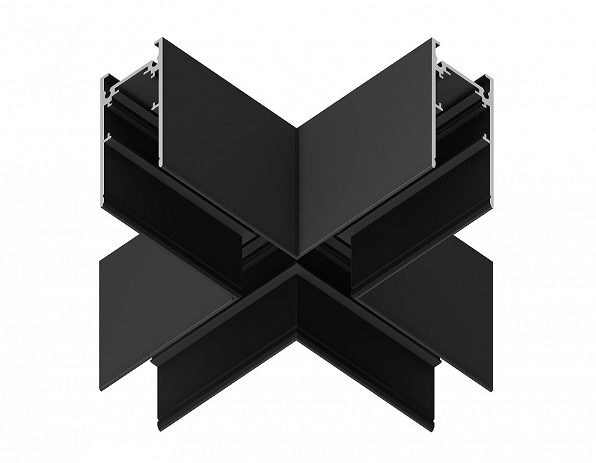 GL3376 BK черный коннектор X-образный для накладного шинопровода 170*170*53.7
