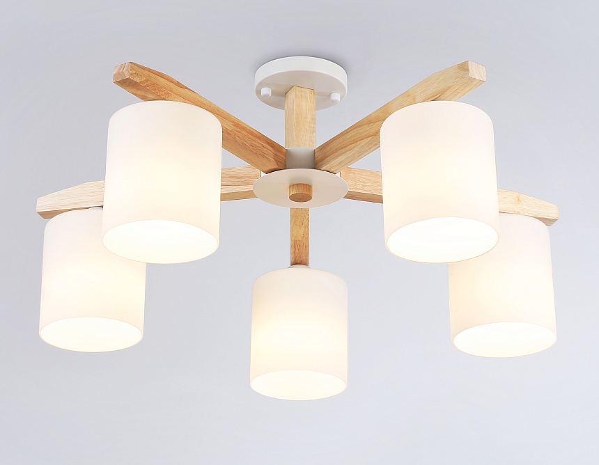 TR83113/5 WH/LW белый/светлое дерево E27/5 max 40W D700*325